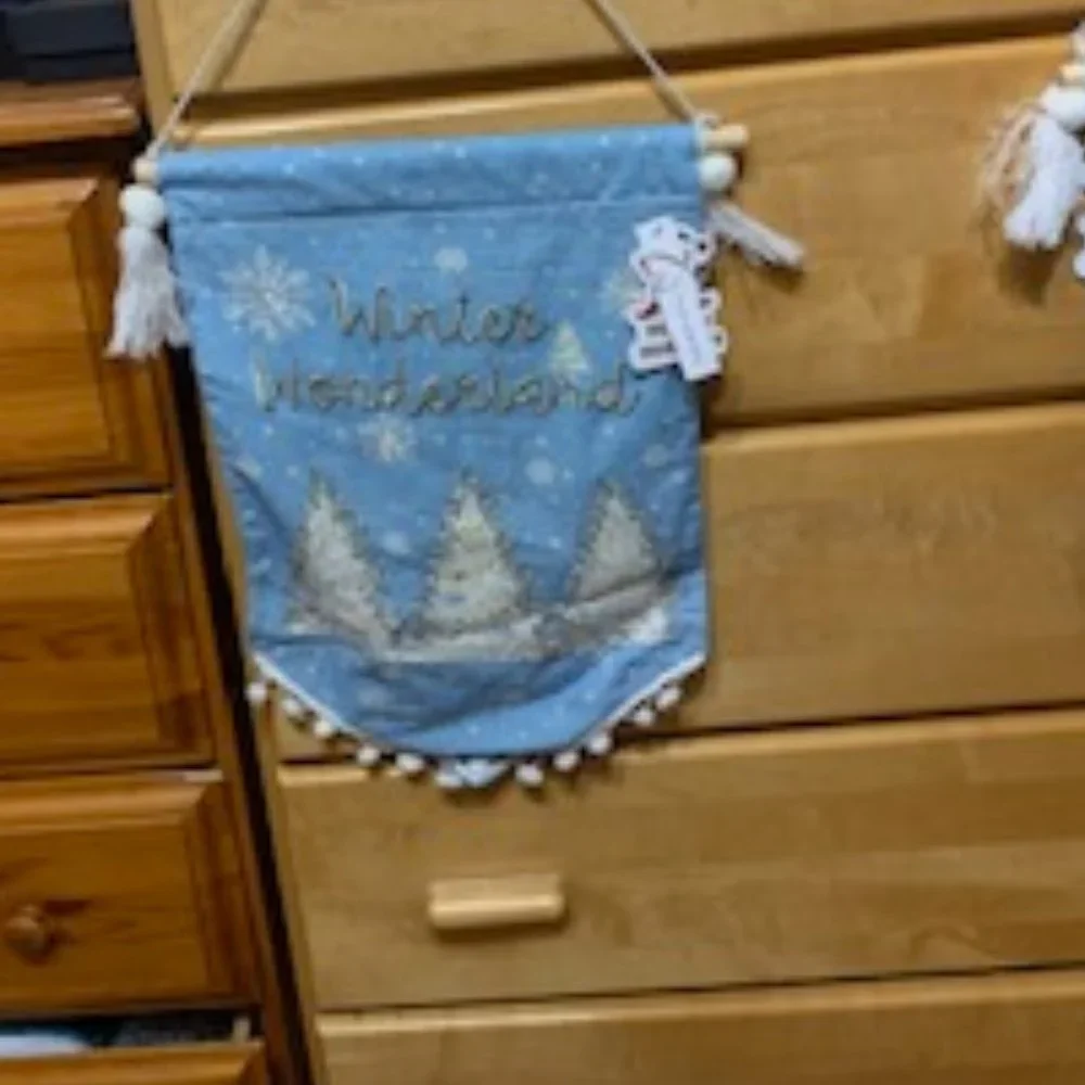 Cotton and linen Winter Wonderland hanging flag